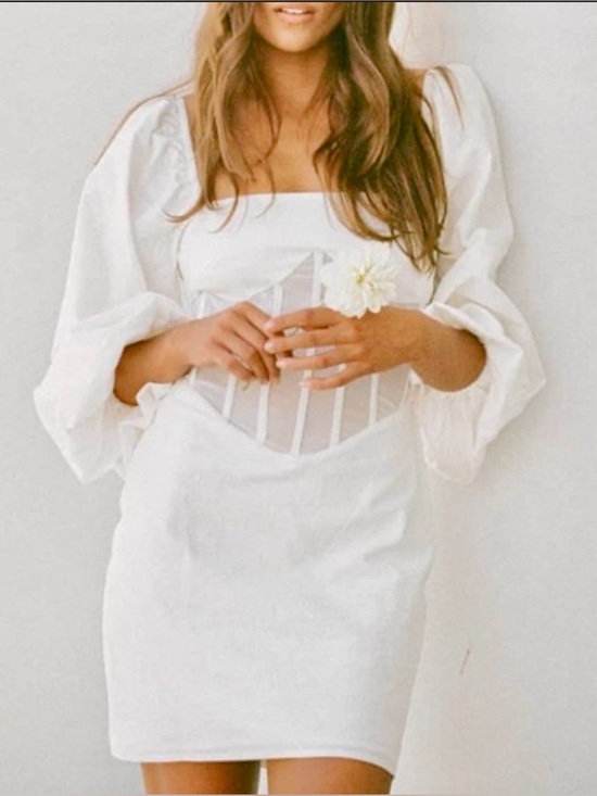 SABO Dresses & Skirts - NWT SABO Luxe Australia Brielle Off-Shoulder Corset Mini Dress w Balloon Sleeves